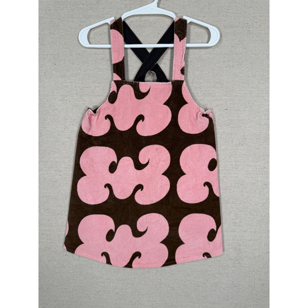 Flit & Flitter Girls Pink Brown Corduroy Pinafore Dress Size 2 Cross Back Wrap